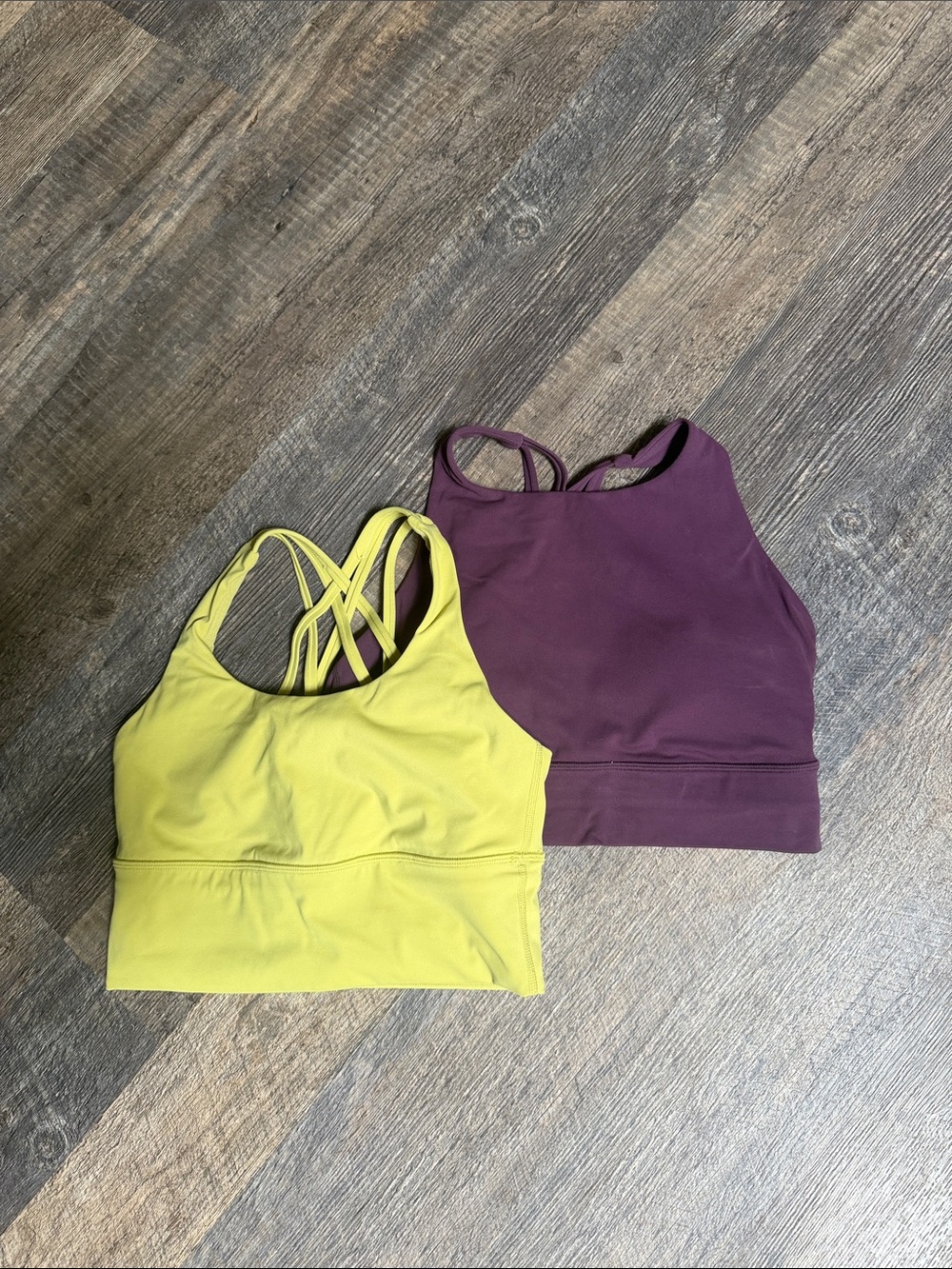 CRZ YOGA Sports Bra Duo in Lemon Lime and Plum